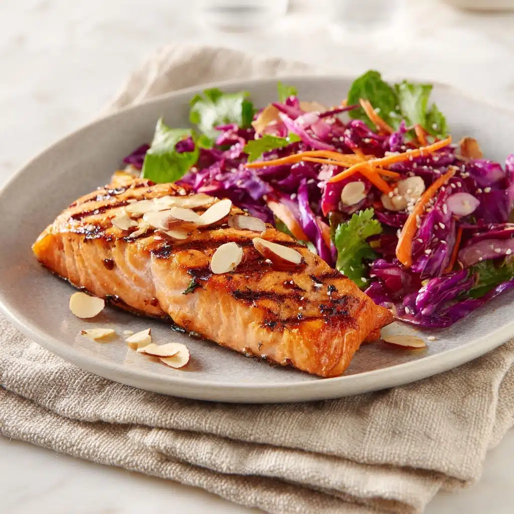 Pan Grilled Salmon with Sesame Cabbage Salad Recipe - Recipe Image
