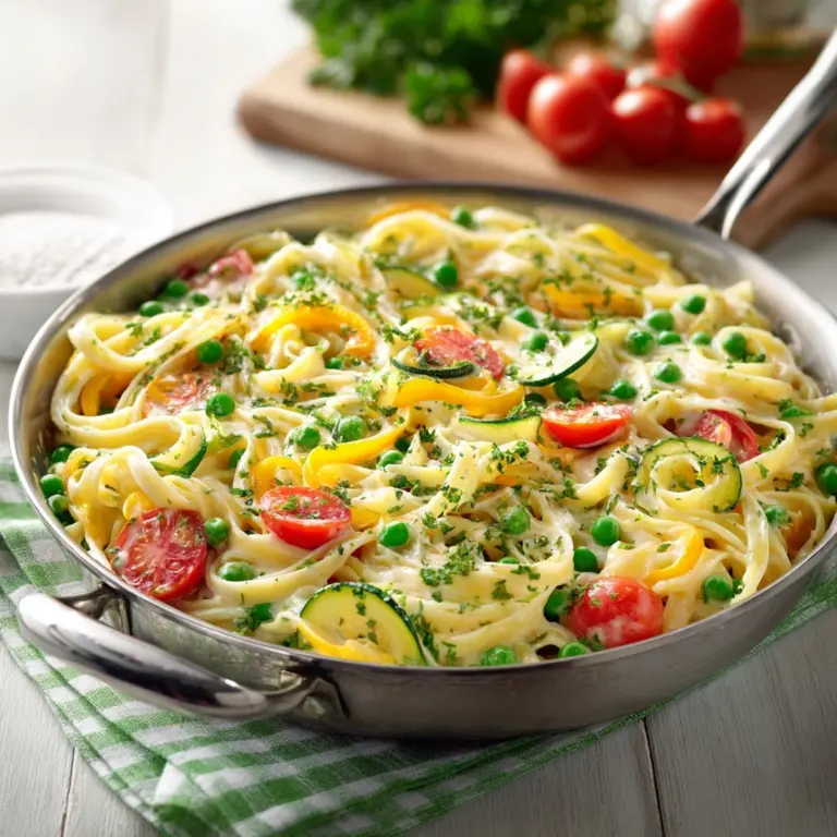 One Pot Creamy Pasta Primavera Recipe