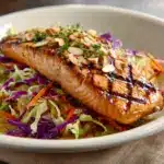 Pan Grilled Salmon with Sesame Cabbage Salad Recipe