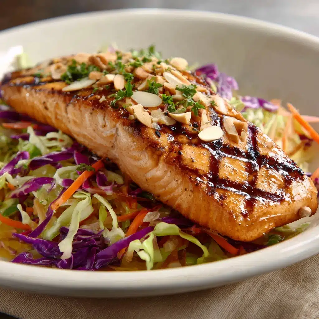 Pan Grilled Salmon with Sesame Cabbage Salad Recipe