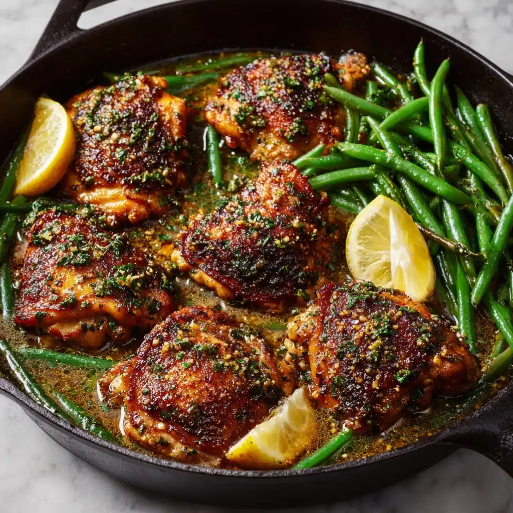 Lemon Garlic Butter Chicken and Green Beans Skillet Recipe