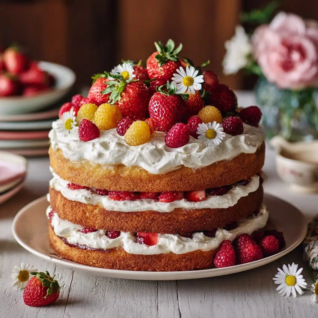Swedish Midsummer Cake with Berries and Cream Recipe - Recipe Image