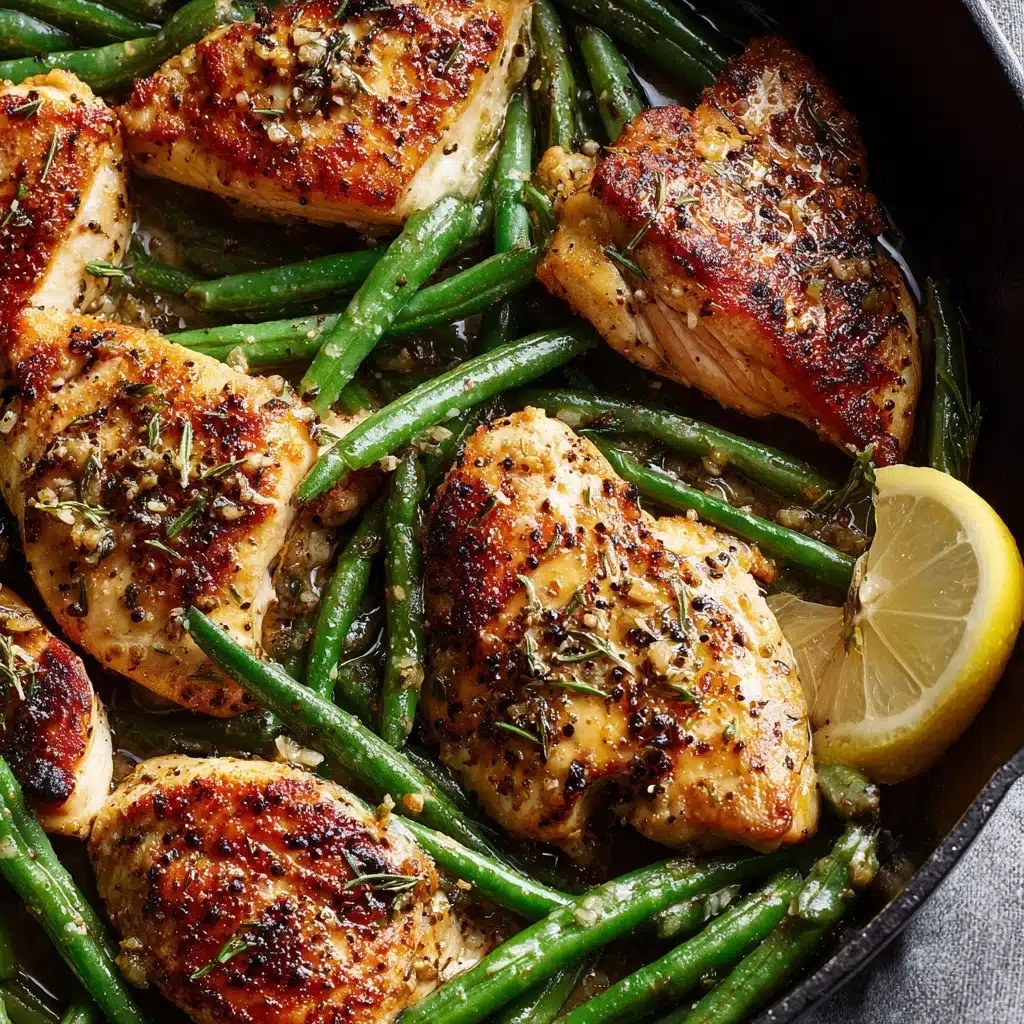 Lemon Garlic Butter Chicken and Green Beans Skillet Recipe - Recipe Image