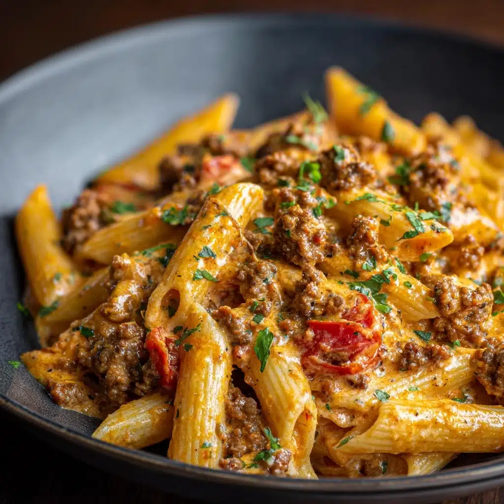 High Protein Creamy Beef Pasta Recipe - Recipe Image