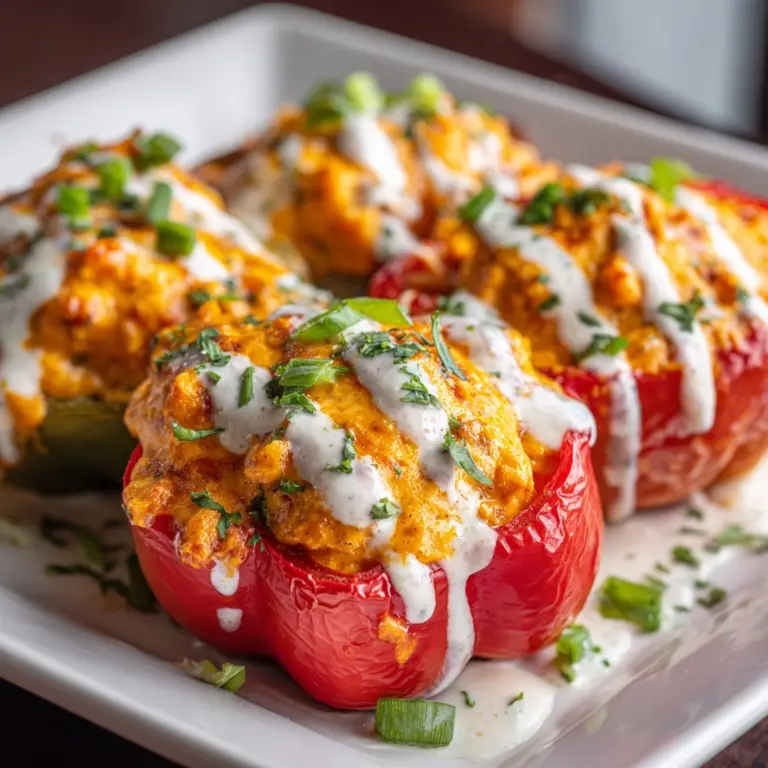 Buffalo Chicken Stuffed Peppers - Dairy Free & Low Carb Recipe