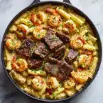 Blackened Steak and Shrimp Alfredo Recipe