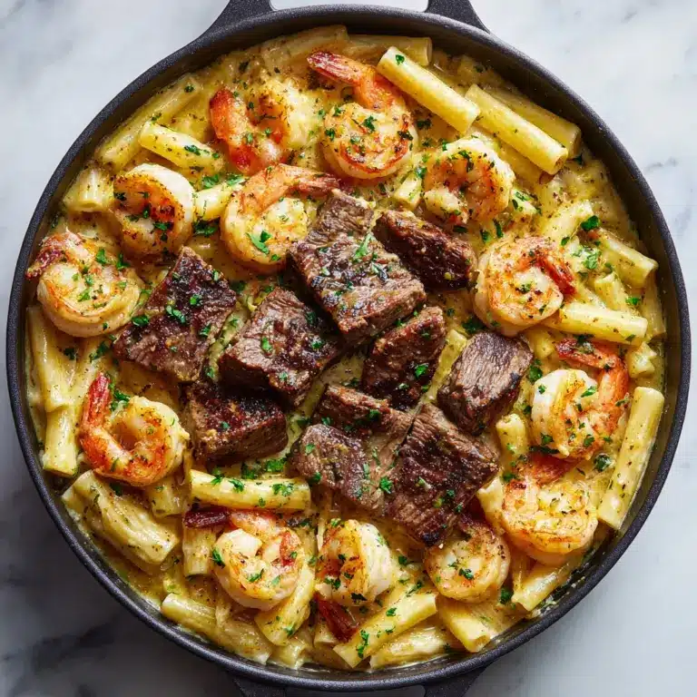 Blackened Steak and Shrimp Alfredo Recipe