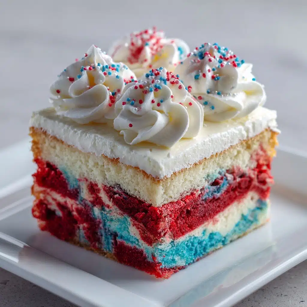 Patriotic Poke Cake – Red, White & Blue 4th of July Dessert Recipe - Recipe Image