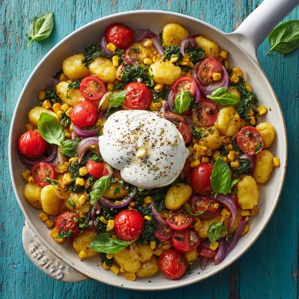 Summer Skillet Gnocchi Recipe with Grilled Corn and Burrata Recipe - Recipe Image