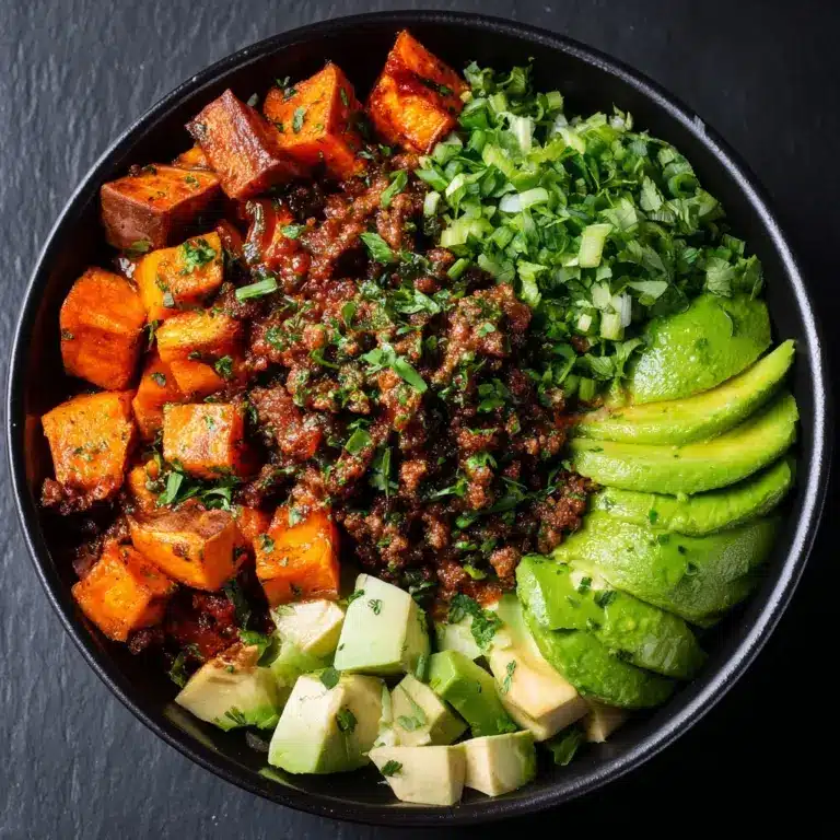 Spicy Ground Beef & Sweet Potato Protein Bowl Recipe