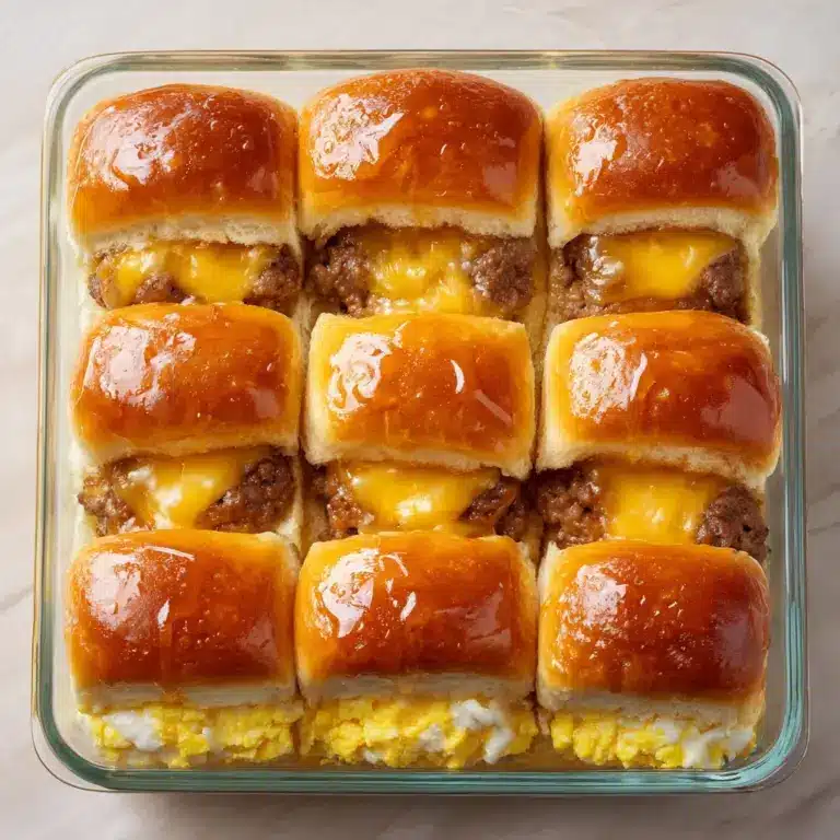 Sausage Egg and Cheese Breakfast Sliders with Syrup Glaze Recipe