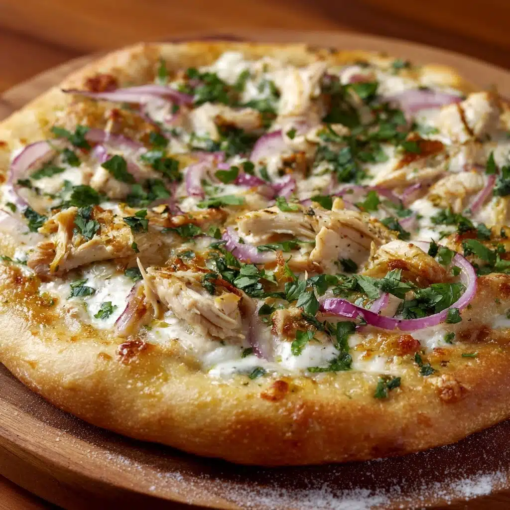 White Pizza with Chicken and Fresh Herbs Recipe - Recipe Image