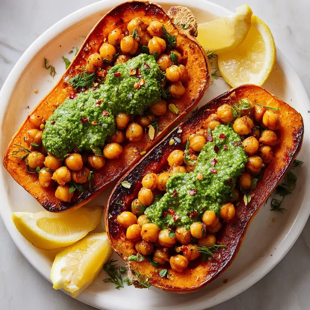 Baked Sweet Potatoes w/ Chickpeas & Broccoli Pesto Recipe - Recipe Image