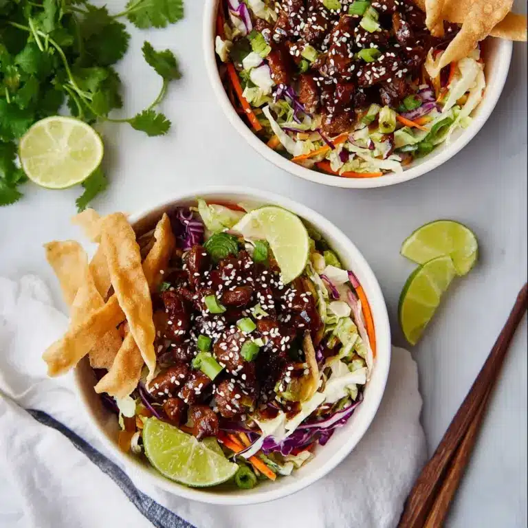 Teriyaki Chicken Wonton Taco Bowls Recipe