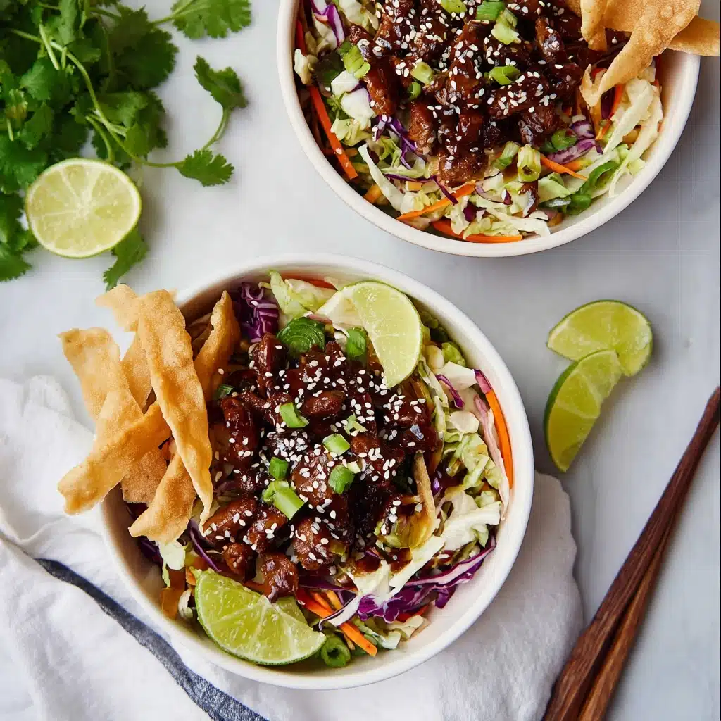 Teriyaki Chicken Wonton Taco Bowls Recipe