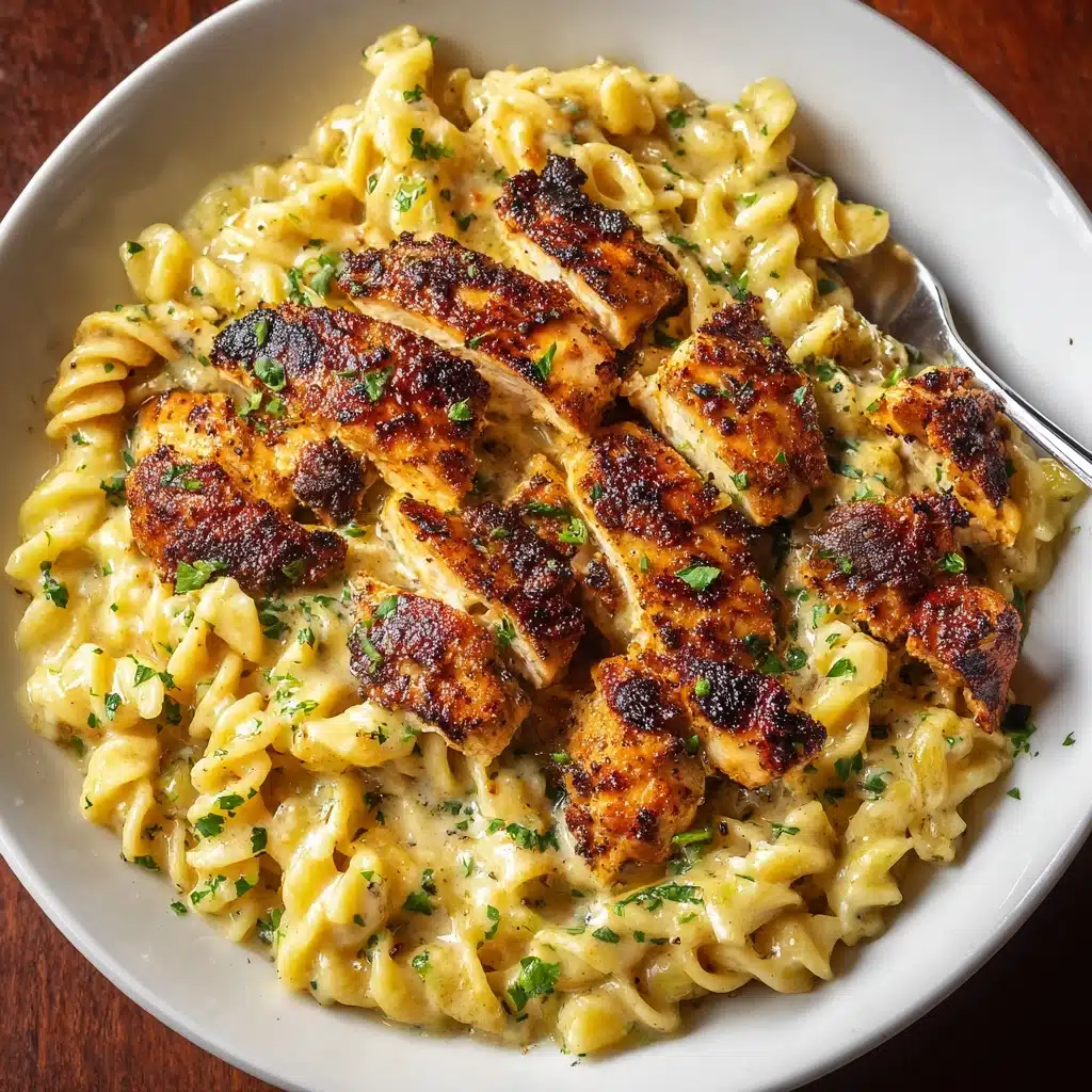 Creamy Garlic Parmesan Chicken with Cheesy Twisted Pasta Recipe - Recipe Image