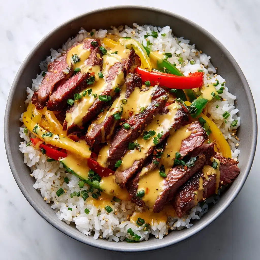 High Protein Philly Cheesesteak Rice Bowls Recipe