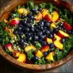 Summer Peach Blueberry Kale Salad Recipe
