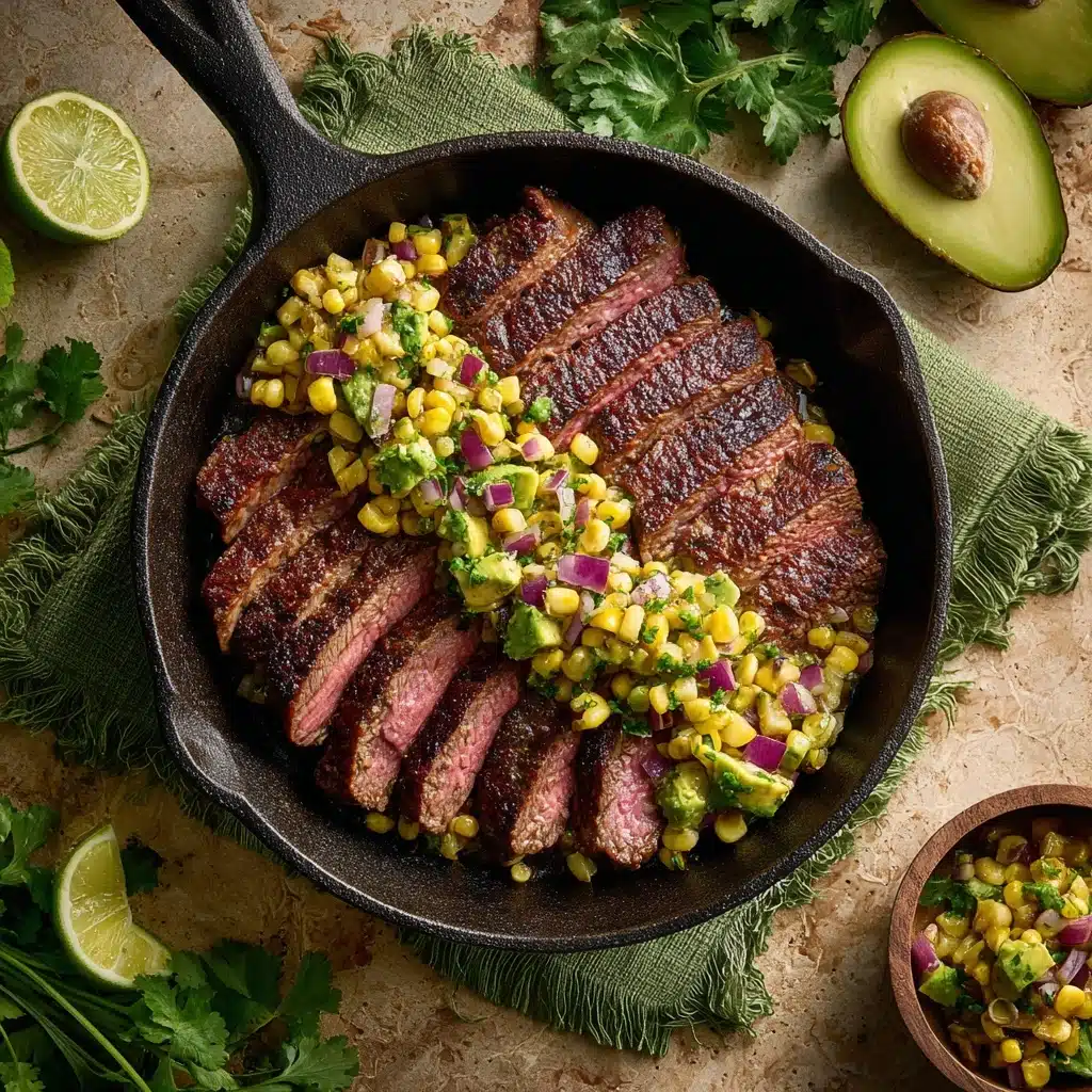 Grilled Flank Steak with Corn & Avocado Salsa Recipe - Recipe Image