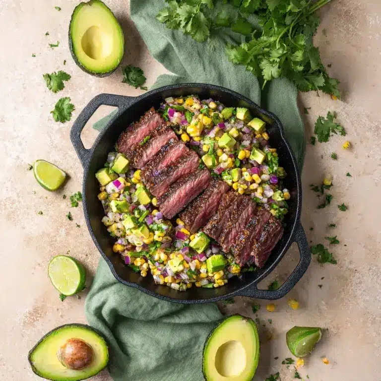 Grilled Flank Steak with Corn & Avocado Salsa Recipe