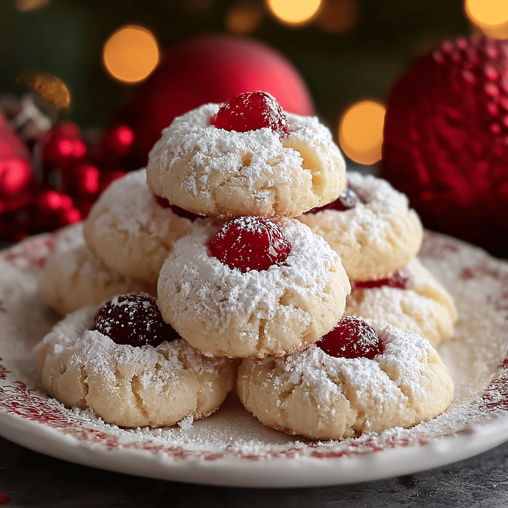 Christmas Maraschino Cherry Shortbread Cookies Recipe - Recipe Image