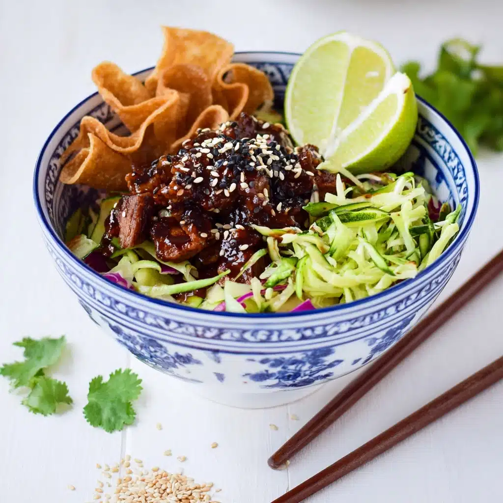 Teriyaki Chicken Wonton Taco Bowls Recipe - Recipe Image