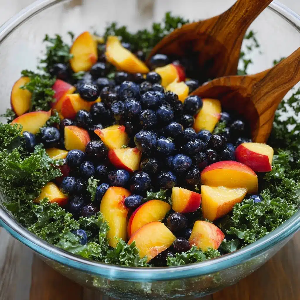 Summer Peach Blueberry Kale Salad Recipe - Recipe Image