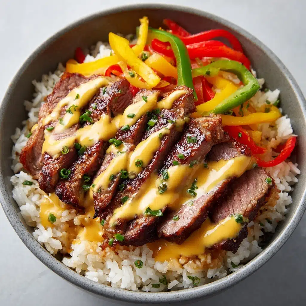 High Protein Philly Cheesesteak Rice Bowls Recipe - Recipe Image