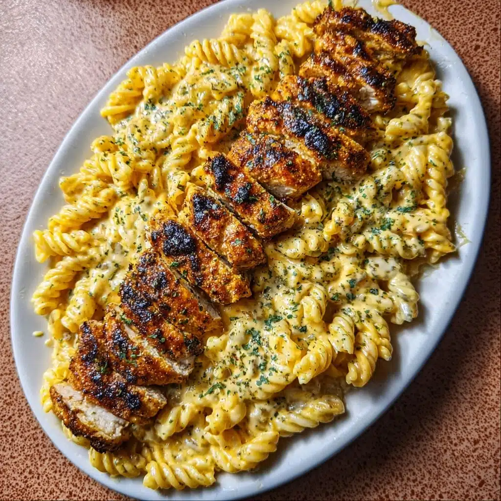 Creamy Garlic Butter Chicken and Rotini in Parmesan Sauce Recipe - Recipe Image