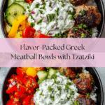 Greek Meatball Bowl with Tzatziki, Rice & Fresh Veggies Recipe