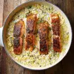 Creamed Corn Orzo with Salmon Recipe