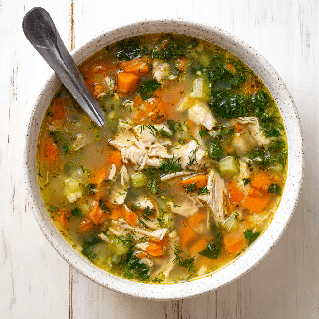 Hearty Turkey (or chicken) & Vegetable Soup Recipe - Recipe Image