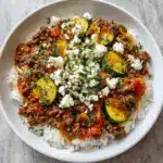 Greek-Style Beef and Zucchini Rice Bowl Recipe