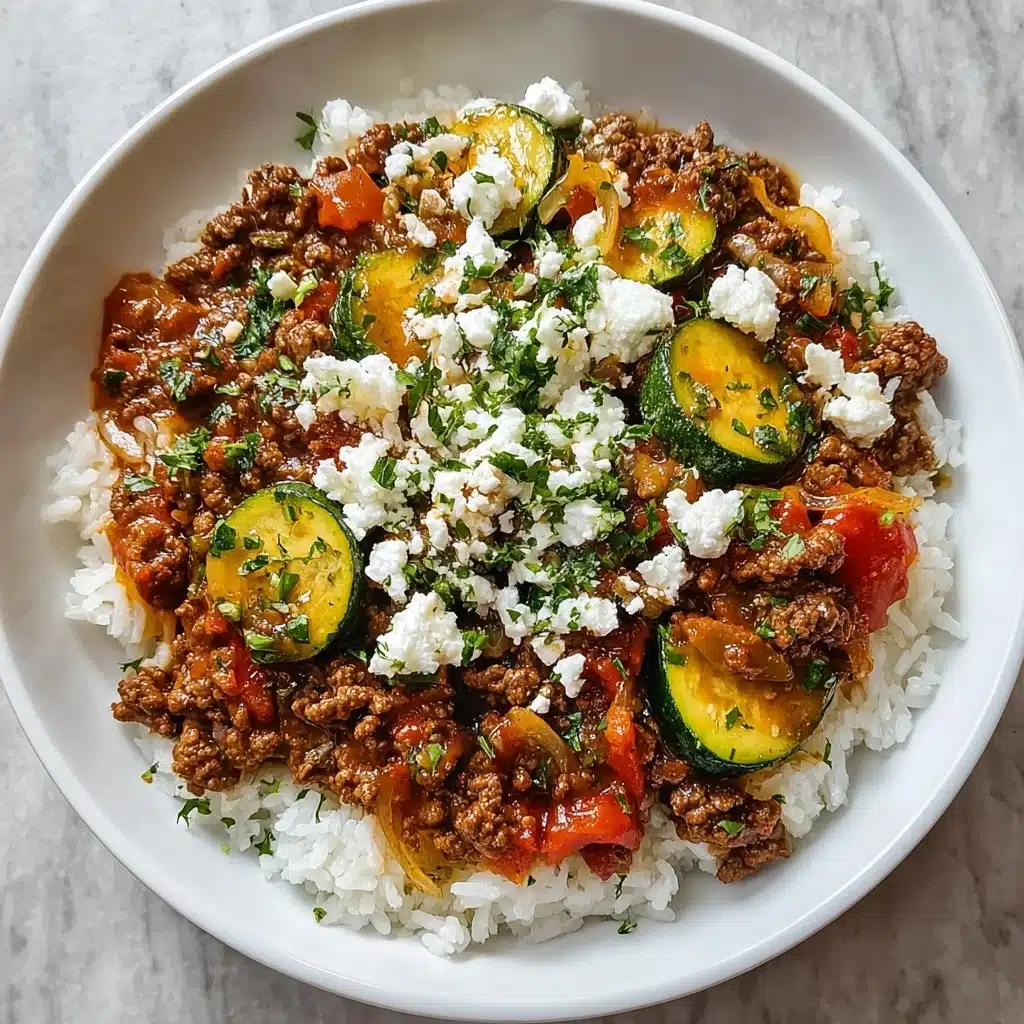 Greek-Style Beef and Zucchini Rice Bowl Recipe - Recipe Image