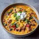 Creamy Cheesy Ground Beef Taco Soup Recipe