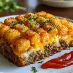 Cheesy Meatloaf & Tater Tot Bake: A Comfort Food Delight Recipe