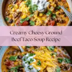 Creamy Cheesy Ground Beef Taco Soup Recipe