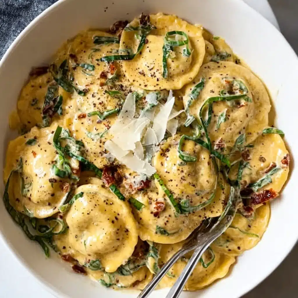 Cheese Ravioli with Sun Dried Tomato Cream Sauce Recipe - Recipe Image