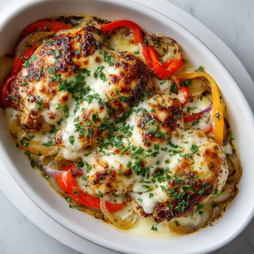 Cheesy Baked Chicken breast and Peppers Recipe - Recipe Image