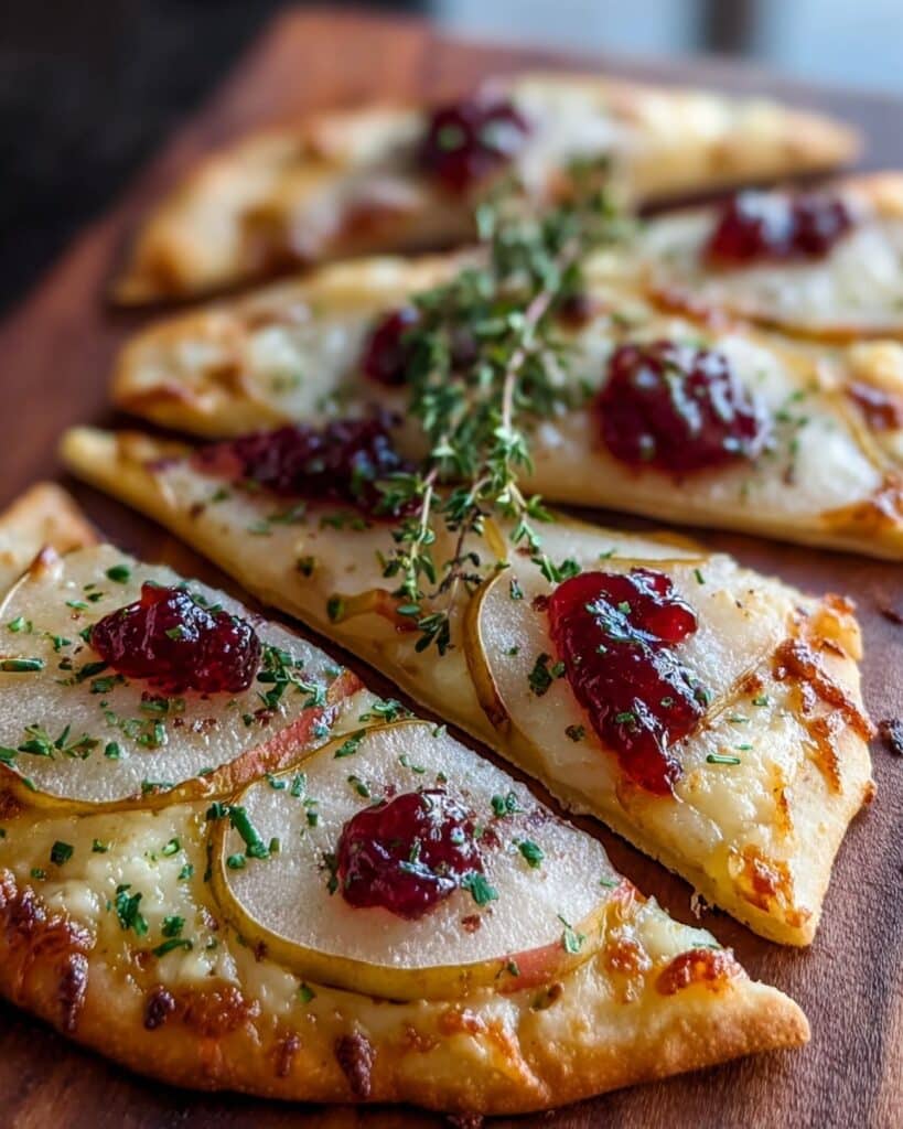 Pear, Brie, and Cranberry Flatbread with Thyme Recipe