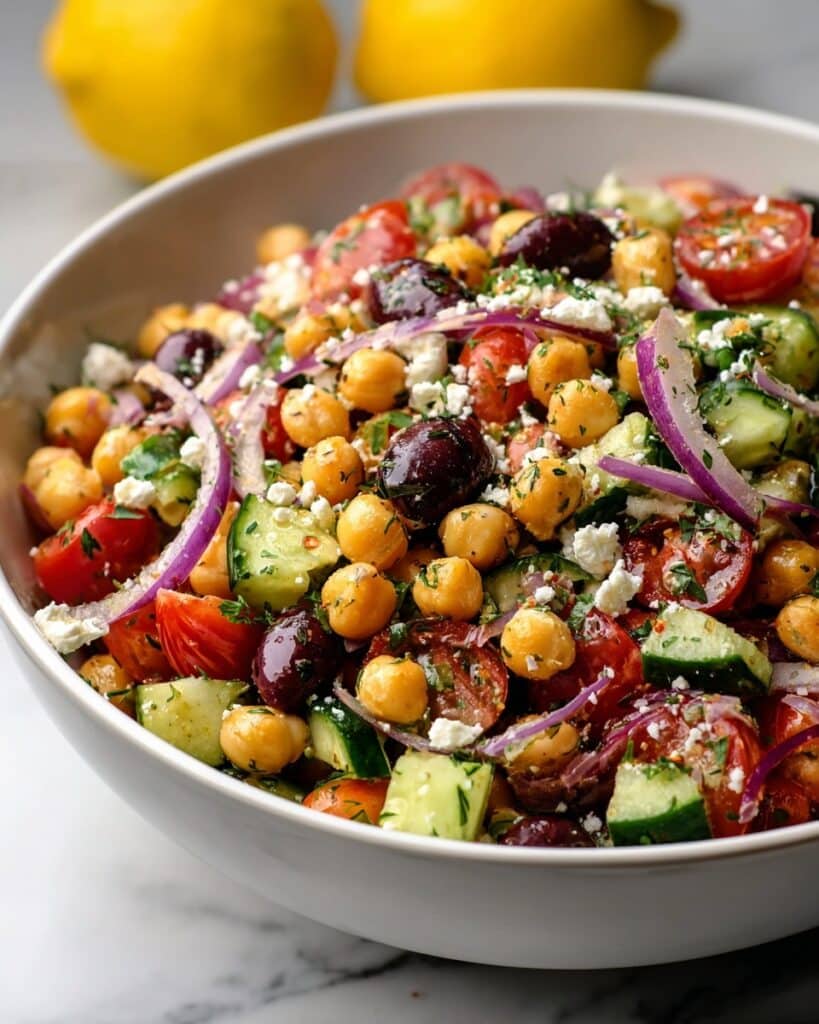 Mediterranean Chickpea Feta Salad Recipe