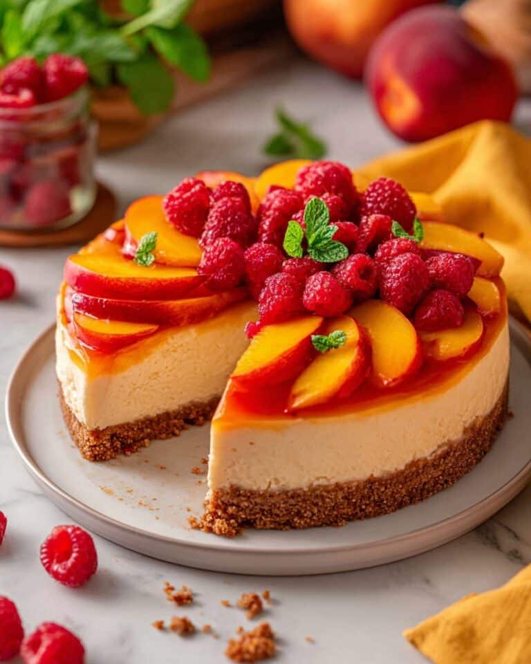Raspberry Peach Cheesecake Recipe