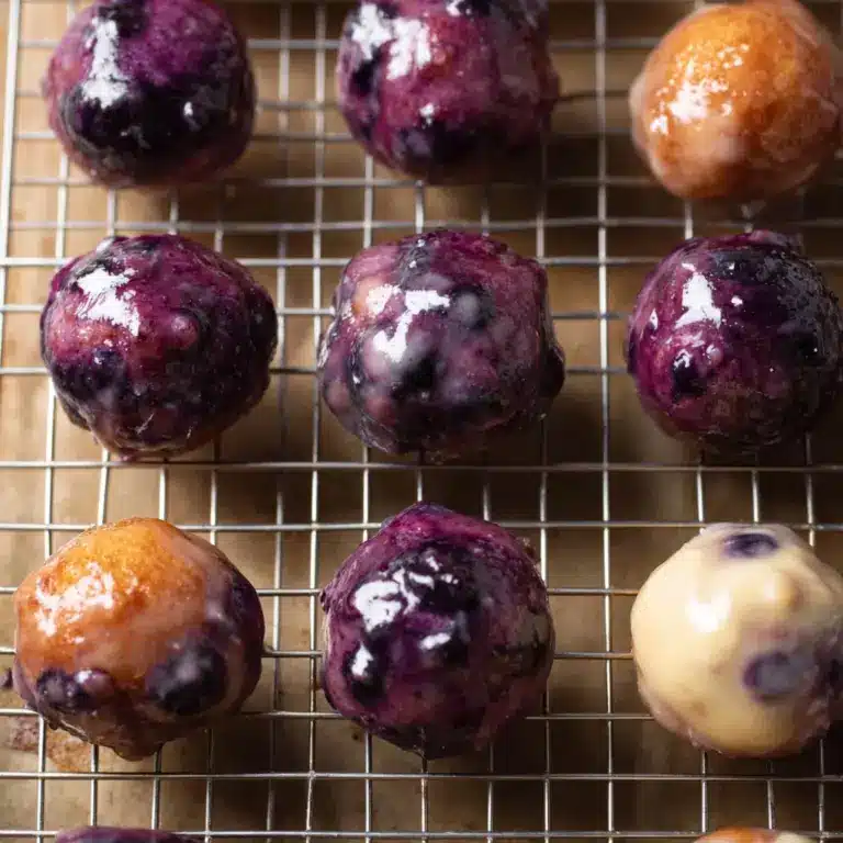 Blueberry Cake Donuts with Blueberry Glaze Recipe