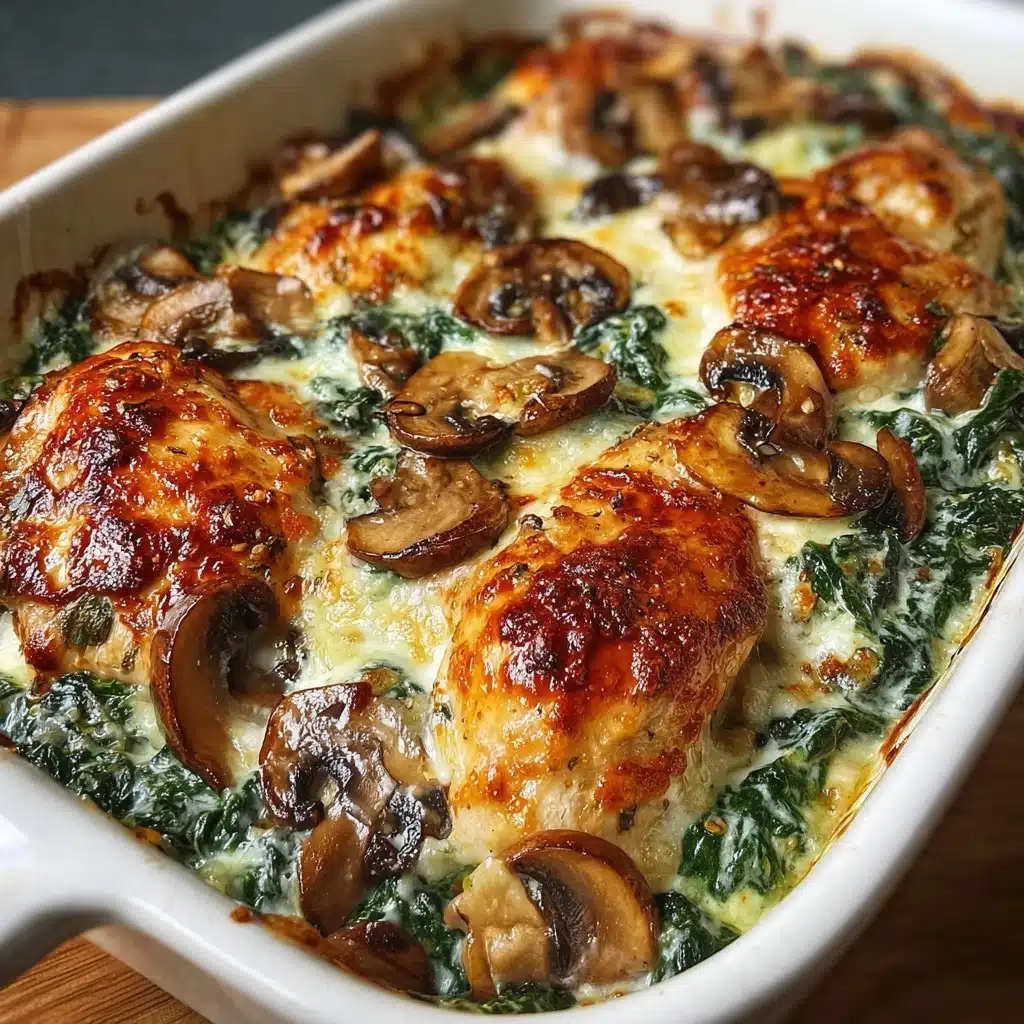 Easy Low-Carb Chicken Spinach Mushroom Bake Recipe - Recipe Image
