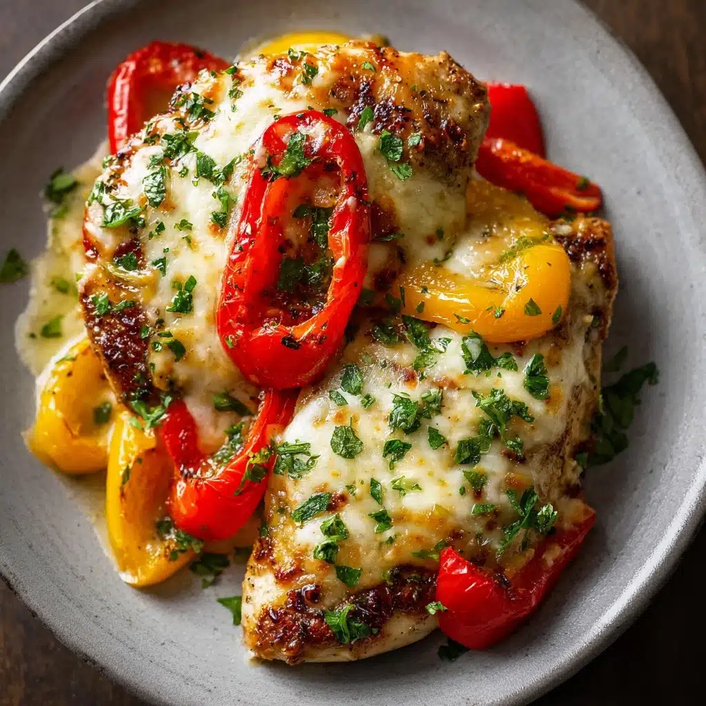 Cheesy Baked Chicken breast and Peppers Recipe - Recipe Image