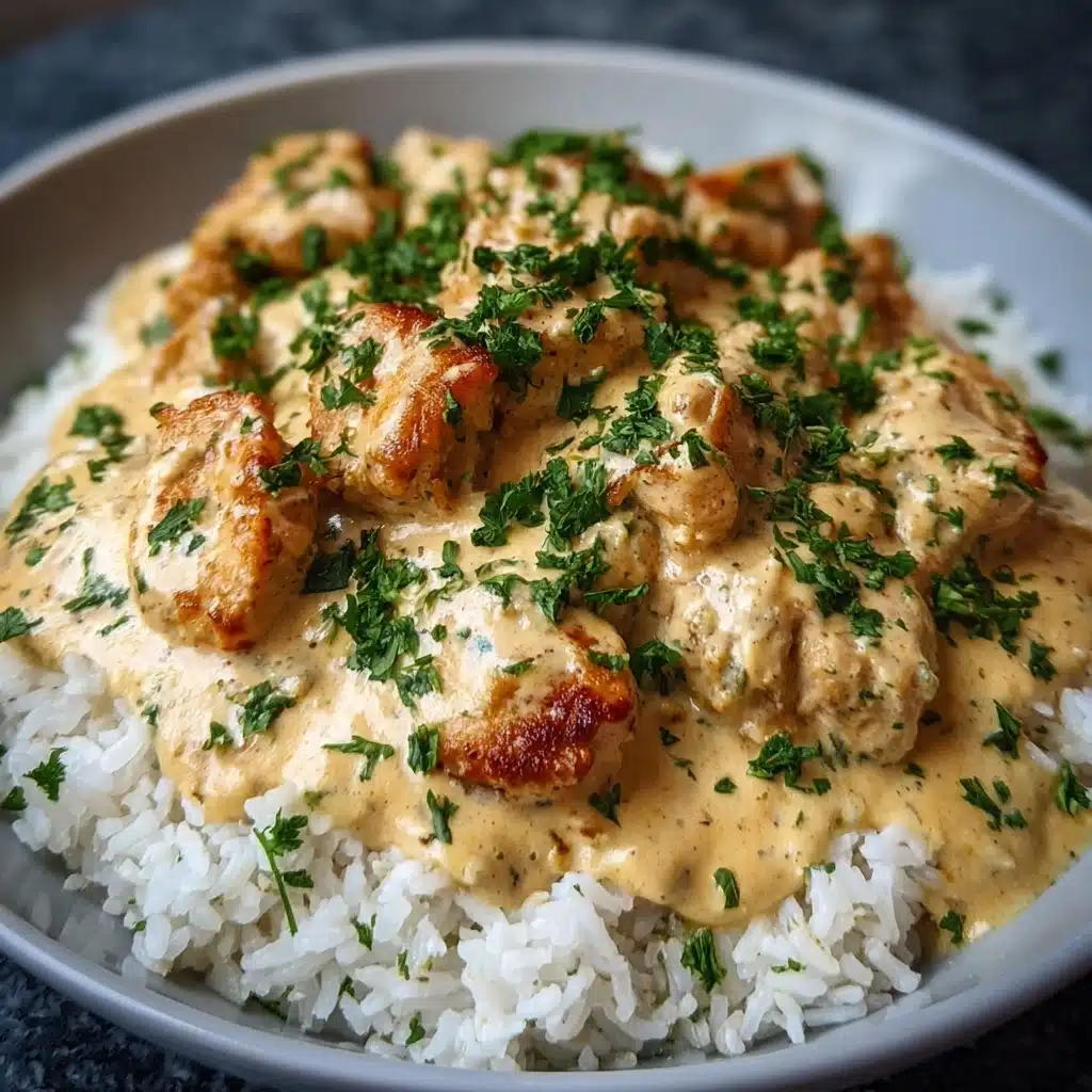 Creamy Smothered Chicken with Rice Recipe - Recipe Image
