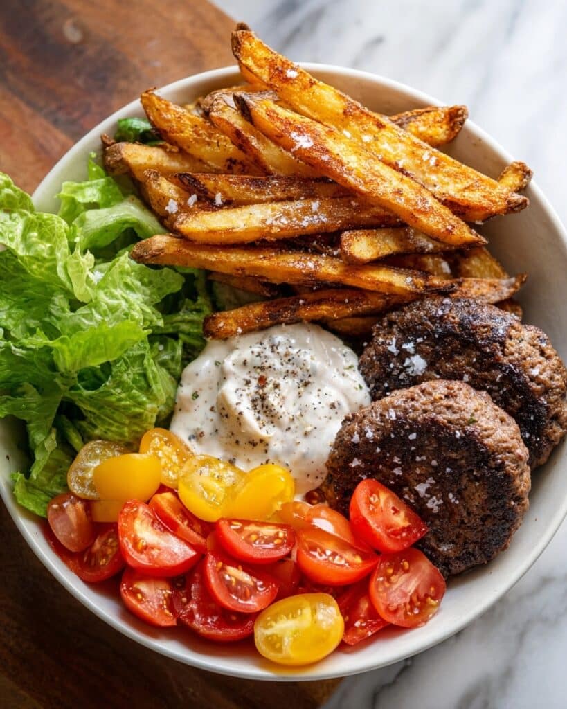 Burger Bowls with Caramelized Onion Aioli Recipe
