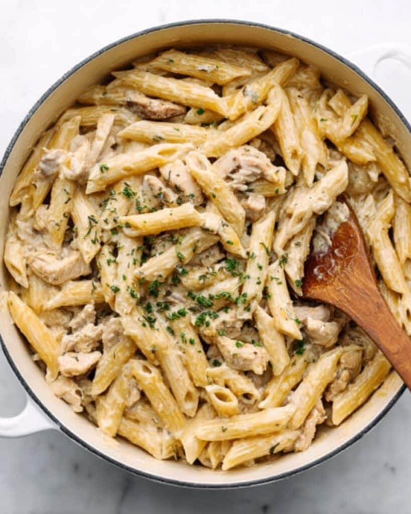 Creamy Garlic Chicken Mushroom Pasta Recipe