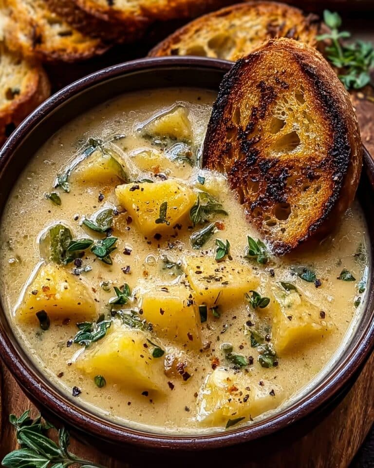 Hearty Cheddar Garlic Herb Potato Soup Recipe