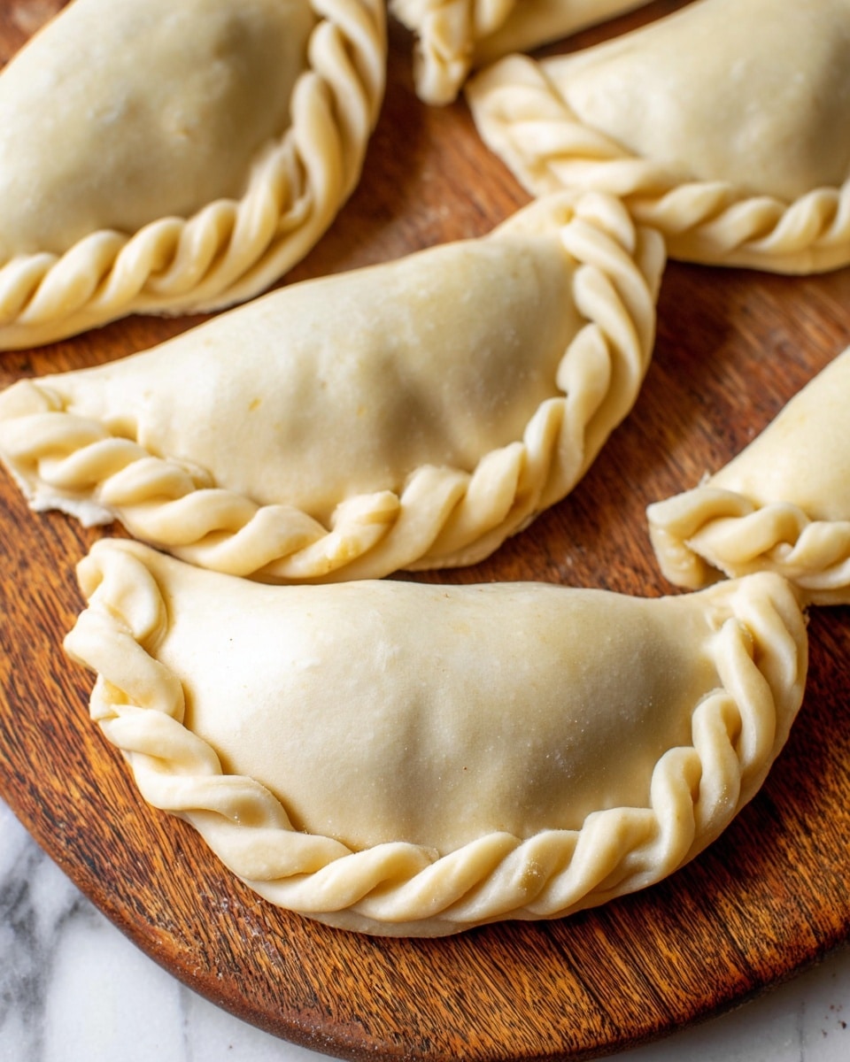 A stack of about twelve thin, round dough layers with smooth, light beige texture, slightly uneven edges, resting directly on a rustic brown wooden board. The dough looks soft and pliable, with each layer slightly curling at the corners where they meet. The background shows a blurred rolling pin and some green cloth on a white marbled surface, emphasizing the focus on the dough stack. Photo taken with an iphone --ar 4:5 --v 7